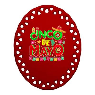 Festive Cinco De Mayo Ceramic Oval Ornament