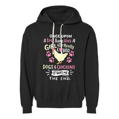 Funny Chicken Dog Lover For Women Girl Farmer Garment-Dyed Fleece Hoodie