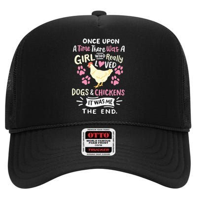 Funny Chicken Dog Lover For Women Girl Farmer High Crown Mesh Back Trucker Hat