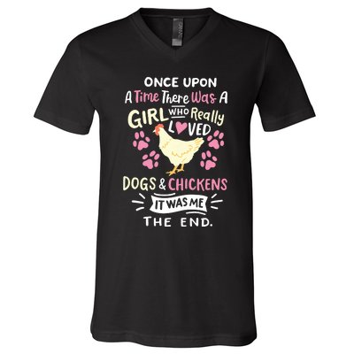 Funny Chicken Dog Lover For Women Girl Farmer V-Neck T-Shirt