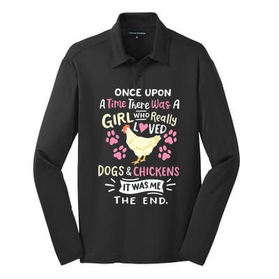 Funny Chicken Dog Lover For Women Girl Farmer Silk Touch Performance Long Sleeve Polo