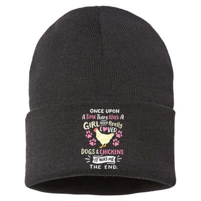 Funny Chicken Dog Lover For Women Girl Farmer Sustainable Knit Beanie