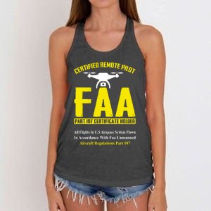 Faa Certified Drone Pilot Funny Remote Pilots Drone Life Great Gift Women's Knotted Racerback Tank