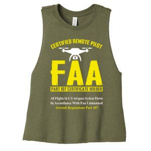 Faa Certified Drone Pilot Funny Remote Pilots Drone Life Great Gift Women's Racerback Cropped Tank