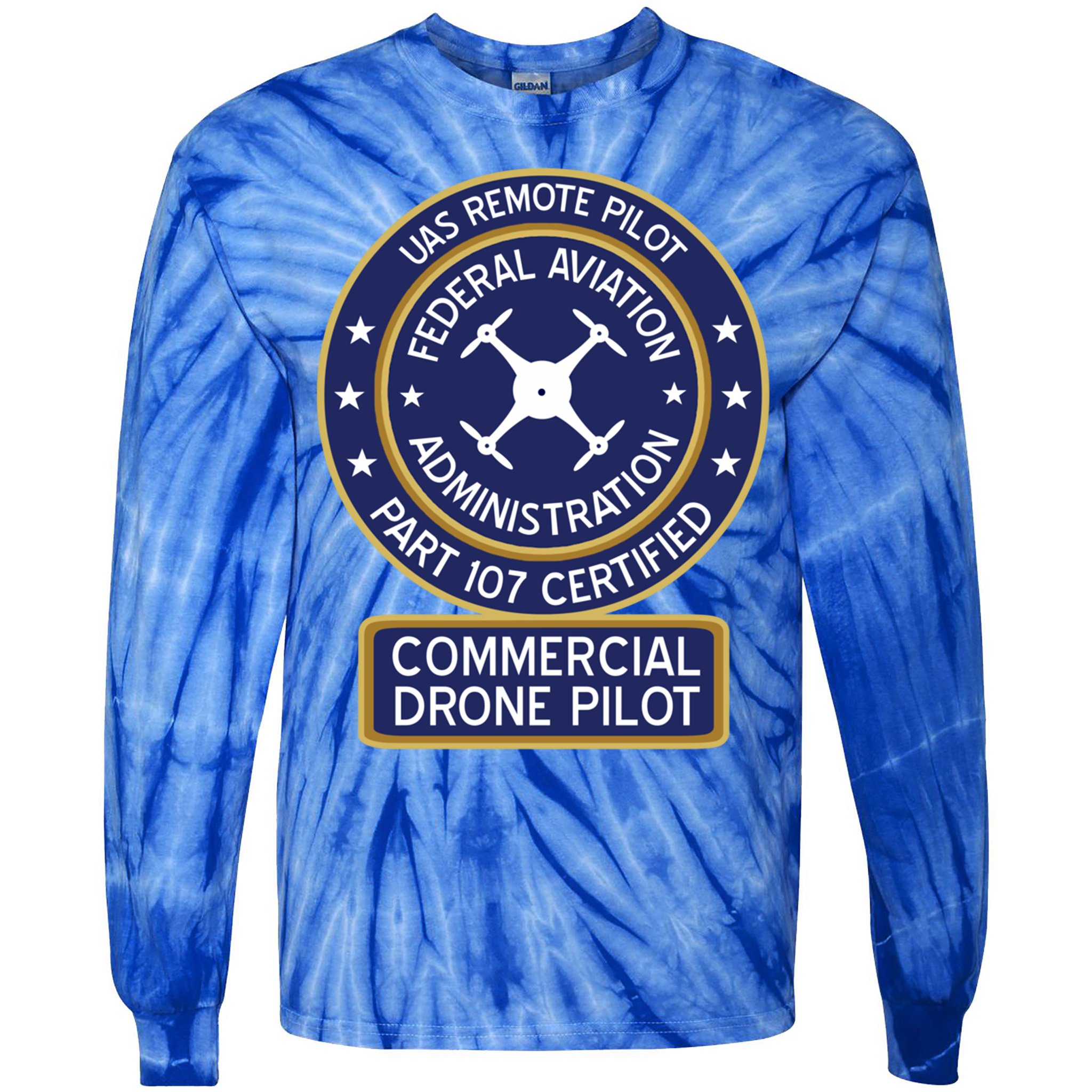Faa Commercial Drone Pilot Gift Tie-Dye Long Sleeve Shirt