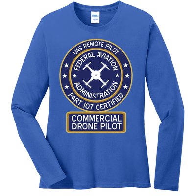 Faa Commercial Drone Pilot Gift Ladies Long Sleeve Shirt