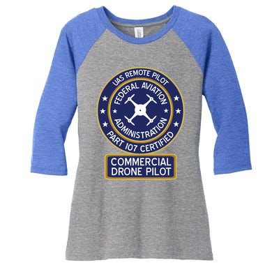 Faa Commercial Drone Pilot Gift Women's Tri-Blend 3/4-Sleeve Raglan Shirt