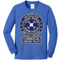 Faa Commercial Drone Pilot Gift Kids Long Sleeve Shirt