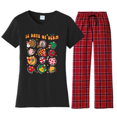 Funny Christmas Dermatology Nurse 12 Days Of Derm Nursing Women's Flannel Pajama Set