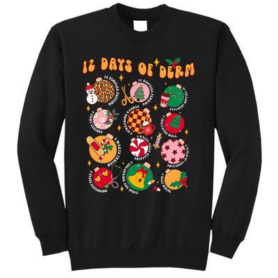 Funny Christmas Dermatology Nurse 12 Days Of Derm Nursing Tall Sweatshirt