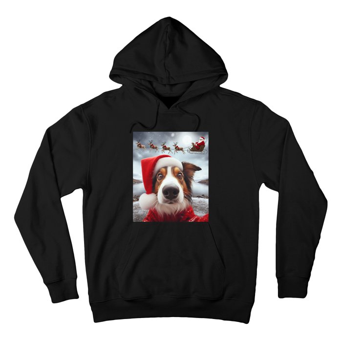 Funny Christmas Dog With Santa Dog Selfie With Santa Hoodie