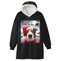 Funny Christmas Dog With Santa Dog Selfie With Santa Hooded Wearable Blanket