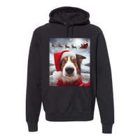 Funny Christmas Dog With Santa Dog Selfie With Santa Premium Hoodie