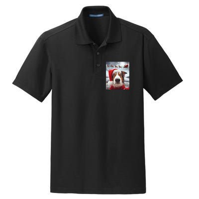 Funny Christmas Dog With Santa Dog Selfie With Santa Dry Zone Grid Polo