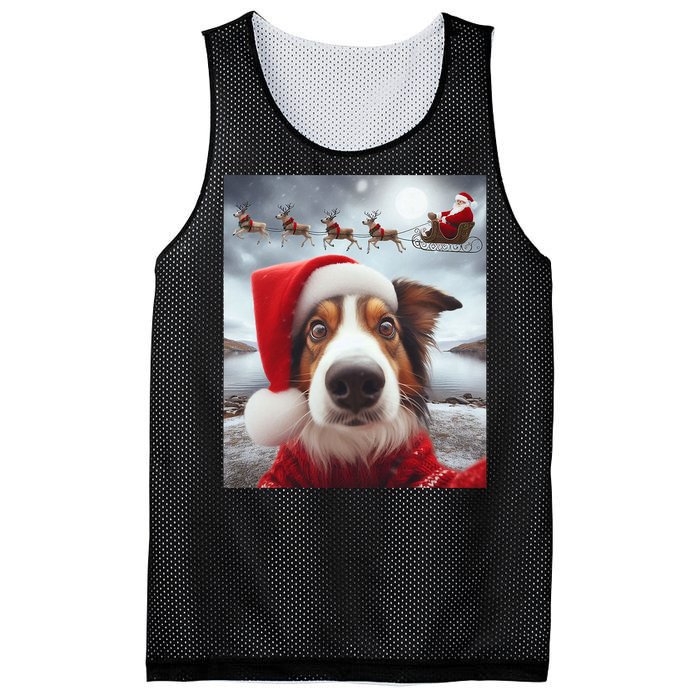 Funny Christmas Dog With Santa Dog Selfie With Santa Mesh Reversible Basketball Jersey Tank