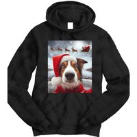 Funny Christmas Dog With Santa Dog Selfie With Santa Tie Dye Hoodie