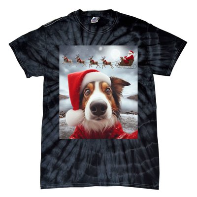 Funny Christmas Dog With Santa Dog Selfie With Santa Tie-Dye T-Shirt