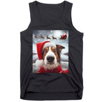 Funny Christmas Dog With Santa Dog Selfie With Santa Tank Top