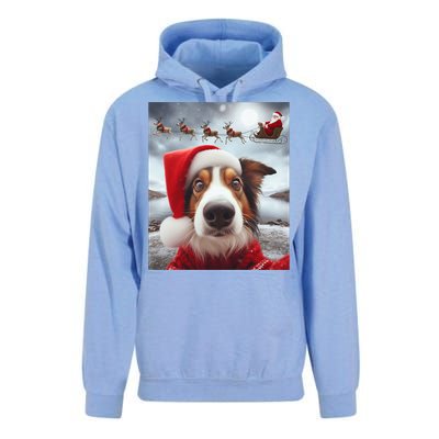 Funny Christmas Dog With Santa Dog Selfie With Santa Unisex Surf Hoodie