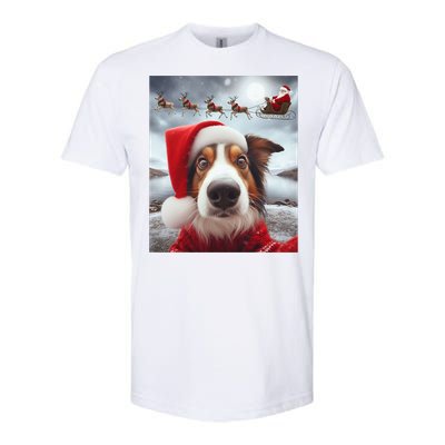 Funny Christmas Dog With Santa Dog Selfie With Santa Softstyle CVC T-Shirt