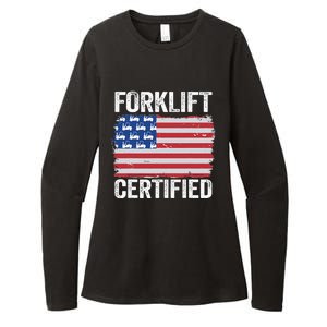 Forklift Certified Daddy American Flag Funny Forklift Driver Womens CVC Long Sleeve Shirt