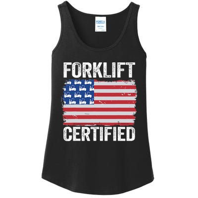 Forklift Certified Daddy American Flag Funny Forklift Driver Ladies Essential Tank