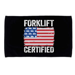 Forklift Certified Daddy American Flag Funny Forklift Driver Microfiber Hand Towel