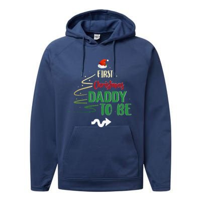 First Christmas Daddy To Be Pregnancy Announcement Gifts Funny Performance Fleece Hoodie