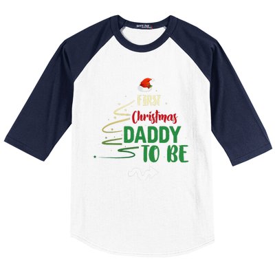 First Christmas Daddy To Be Pregnancy Announcement Gifts Funny Baseball Sleeve Shirt