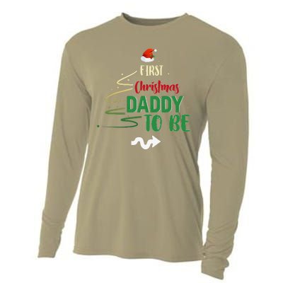 First Christmas Daddy To Be Pregnancy Announcement Gifts Funny Cooling Performance Long Sleeve Crew