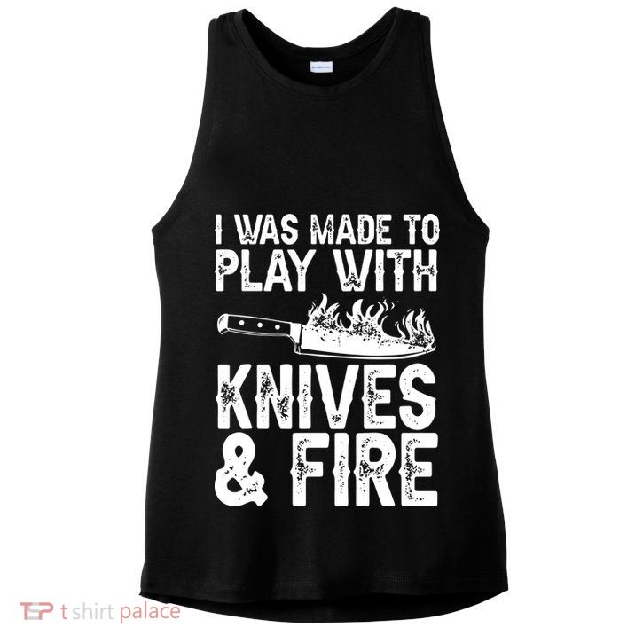 Funny Chef Design For Men Women Knives Play Cooking Lovers Ladies PosiCharge Tri-Blend Wicking Tank