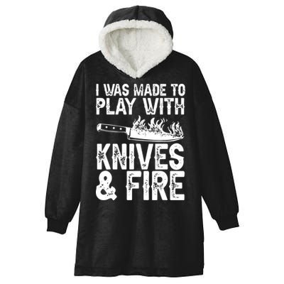 Funny Chef Design For Men Women Knives Play Cooking Lovers Hooded Wearable Blanket