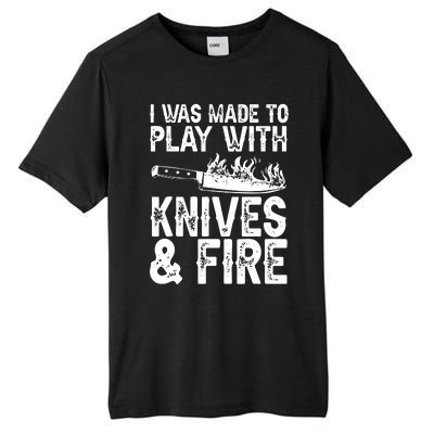 Funny Chef Design For Men Women Knives Play Cooking Lovers Tall Fusion ChromaSoft Performance T-Shirt