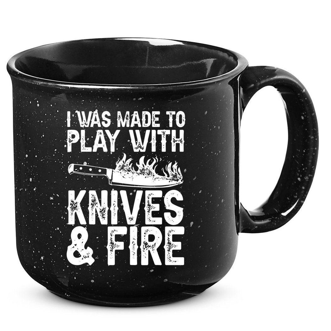 Funny Chef Design For Men Women Knives Play Cooking Lovers 15oz Campfire Ceramic Mug