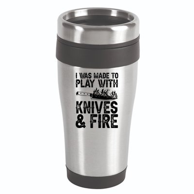 Funny Chef Design For Men Women Knives Play Cooking Lovers 16oz Travel Tumbler