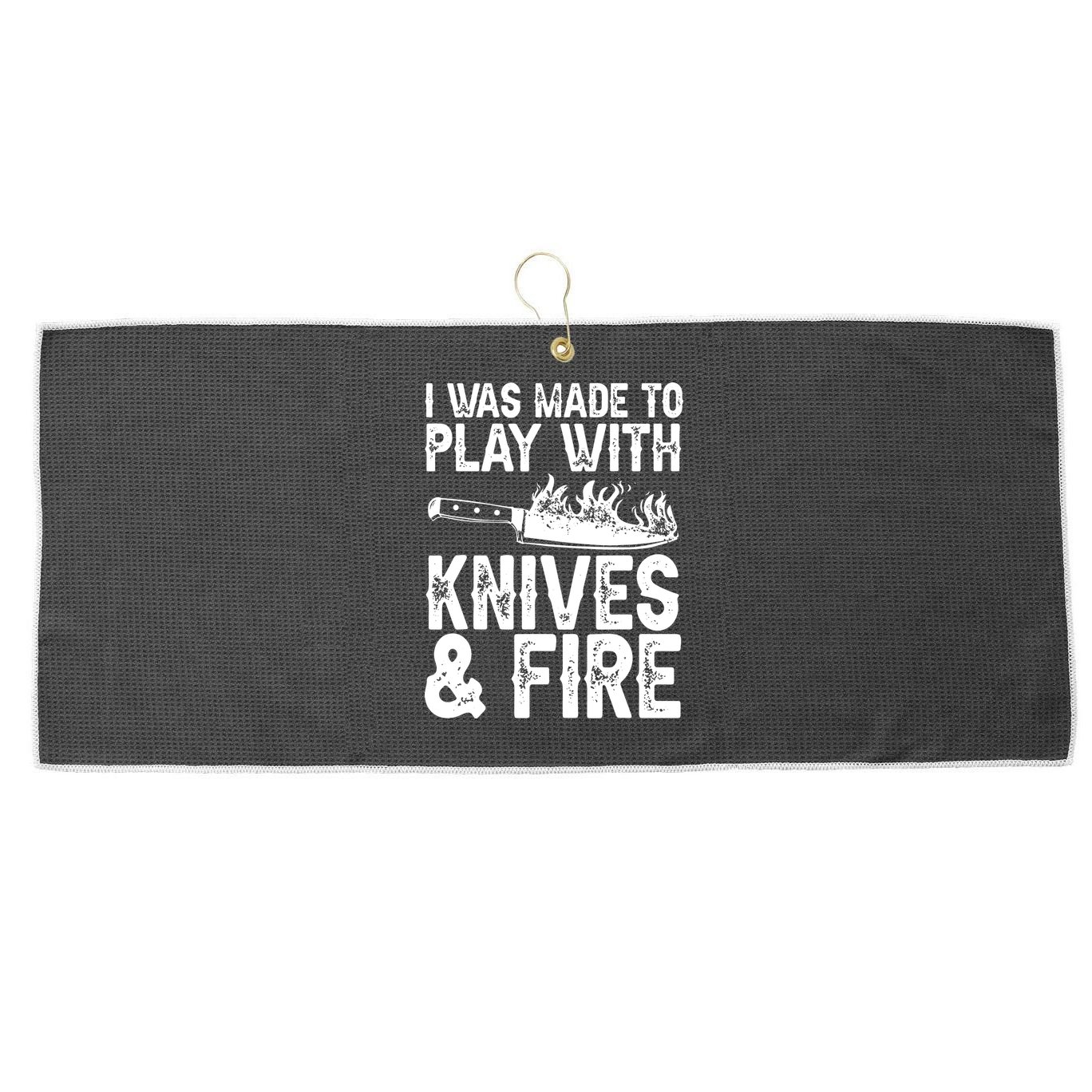 Funny Chef Design For Men Women Knives Play Cooking Lovers Large Microfiber Waffle Golf Towel