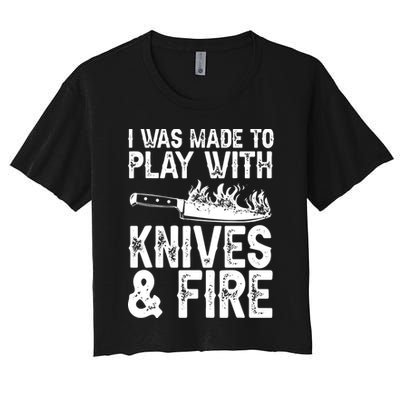 Funny Chef Design For Men Women Knives Play Cooking Lovers Crop Top