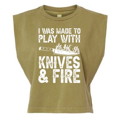 Funny Chef Design For Men Women Knives Play Cooking Lovers Garment-Dyed Women's Muscle Tee