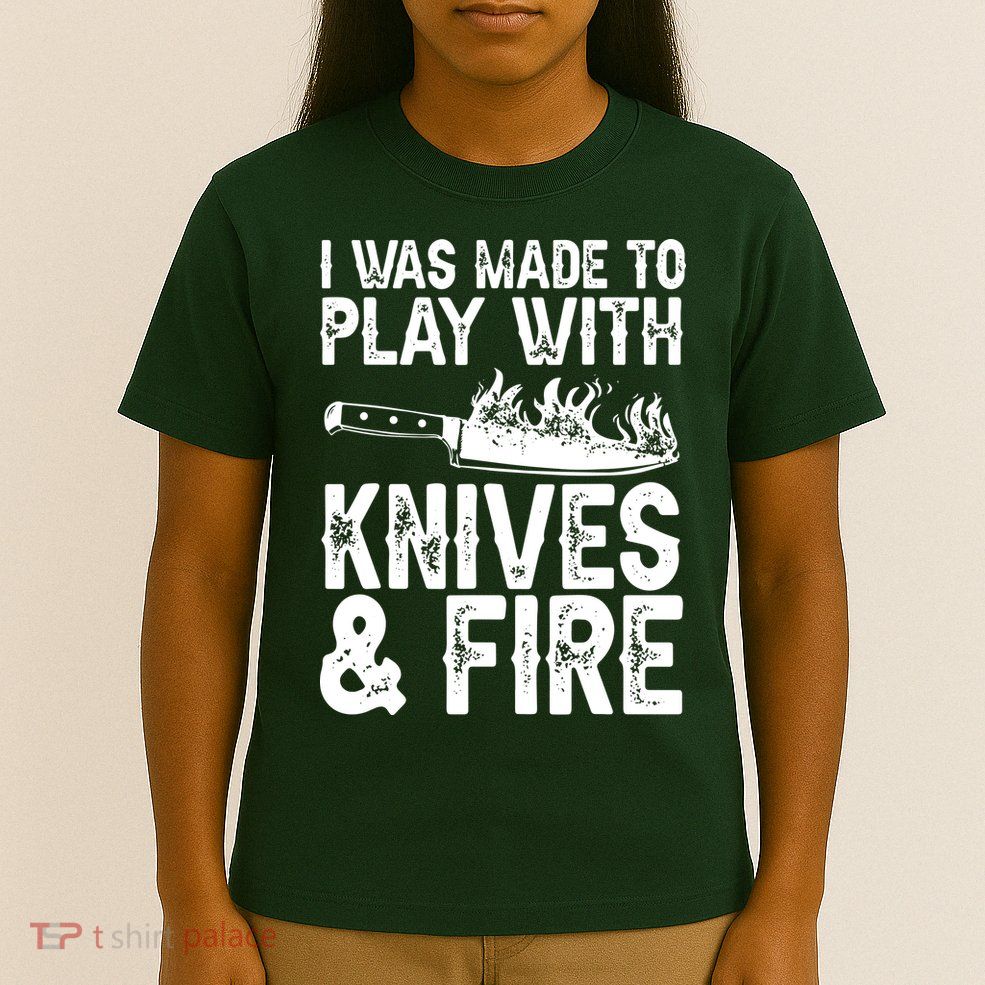 Funny Chef Design For Men Women Knives Play Cooking Lovers T-Shirt