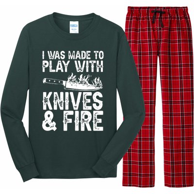 Funny Chef Design For Men Women Knives Play Cooking Lovers Long Sleeve Pajama Set