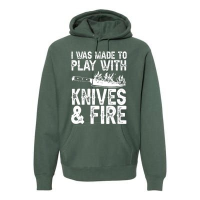 Funny Chef Design For Men Women Knives Play Cooking Lovers Premium Hoodie