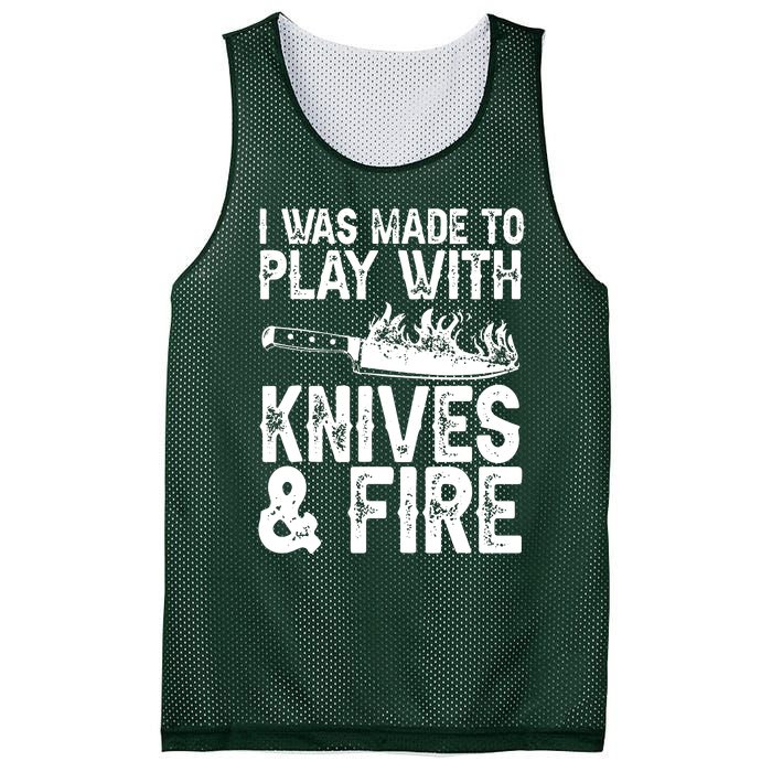 Funny Chef Design For Men Women Knives Play Cooking Lovers Mesh Reversible Basketball Jersey Tank