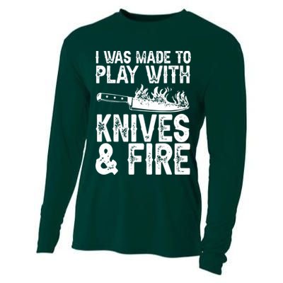 Funny Chef Design For Men Women Knives Play Cooking Lovers Cooling Performance Long Sleeve Crew