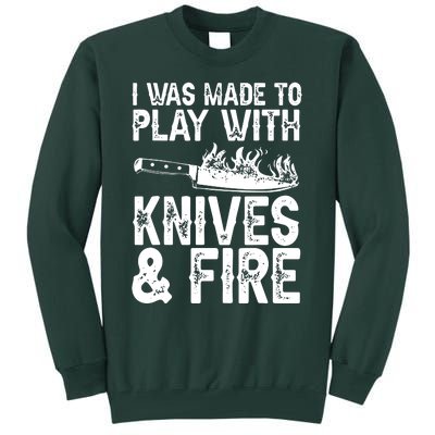 Funny Chef Design For Men Women Knives Play Cooking Lovers Tall Sweatshirt