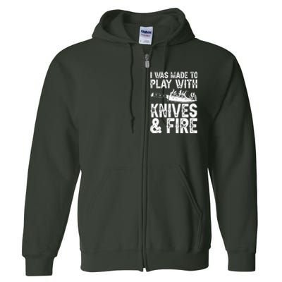 Funny Chef Design For Men Women Knives Play Cooking Lovers Full Zip Hoodie