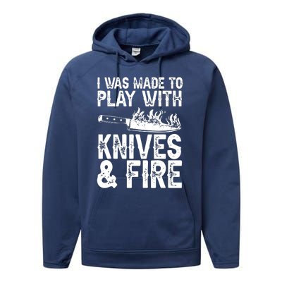 Funny Chef Design For Men Women Knives Play Cooking Lovers Performance Fleece Hoodie