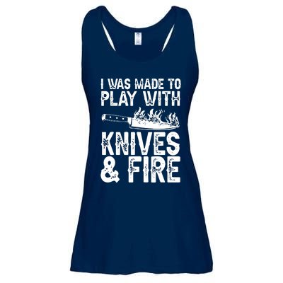 Funny Chef Design For Men Women Knives Play Cooking Lovers Ladies Essential Flowy Tank