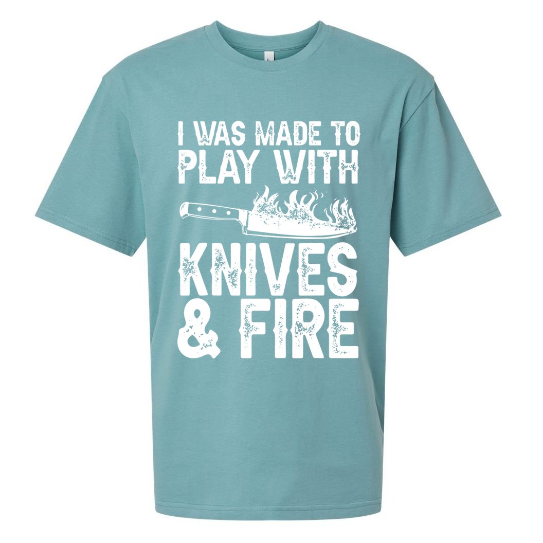 Funny Chef Design For Men Women Knives Play Cooking Lovers Sueded Cloud Jersey T-Shirt