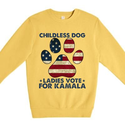 Funny Childless Dog Ladies Vote For Kamala Usa Flag Gift Premium Crewneck Sweatshirt