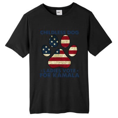 Funny Childless Dog Ladies Vote For Kamala Usa Flag Gift Tall Fusion ChromaSoft Performance T-Shirt